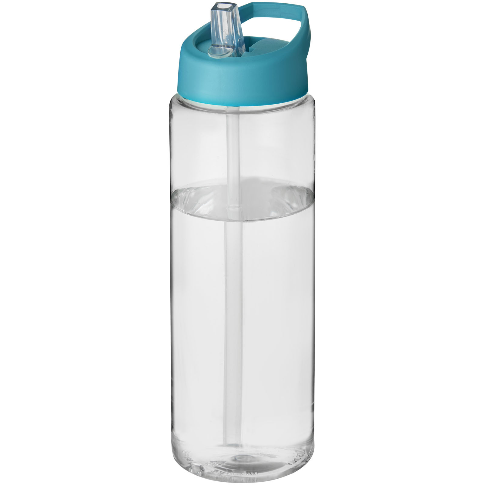Spout lid sport bottle | PET Plastic | 850ml | Made in the UK | transparent;aqua blue