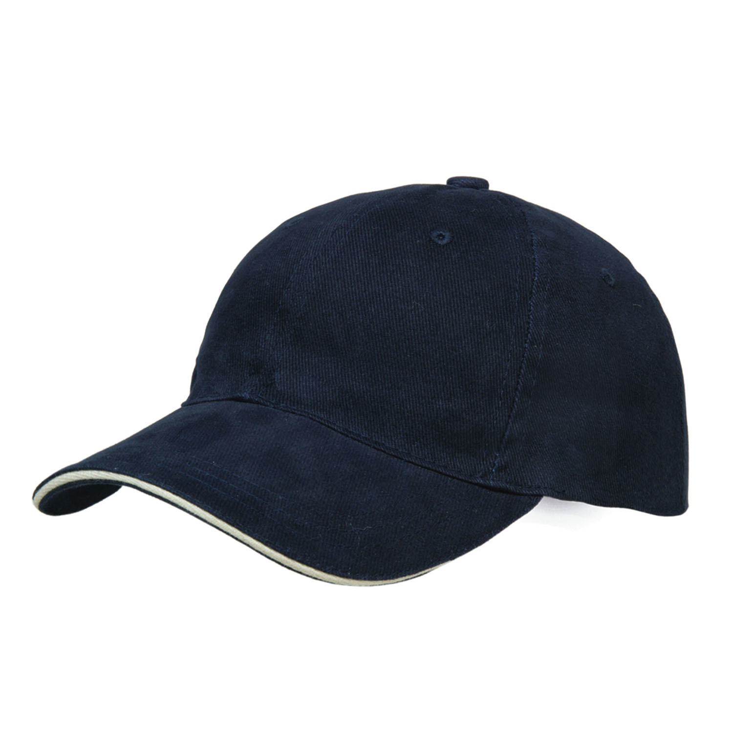 Pet | Zwaar geborsteld katoen | 6 panelen | Hoofdomtrek: 58 cm | Metalen gesp sluiting | navy;lichtblauw