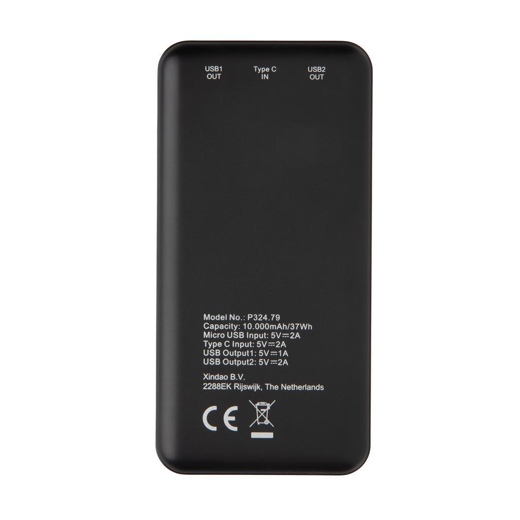 Power bank | 10.000 mAh | High density | Compact | Black