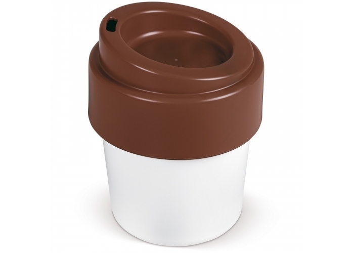 Beker | 95% bioplastic | 240 ml | Recyclebaar | Gemaakt in Duitsland | Wit;Bruin