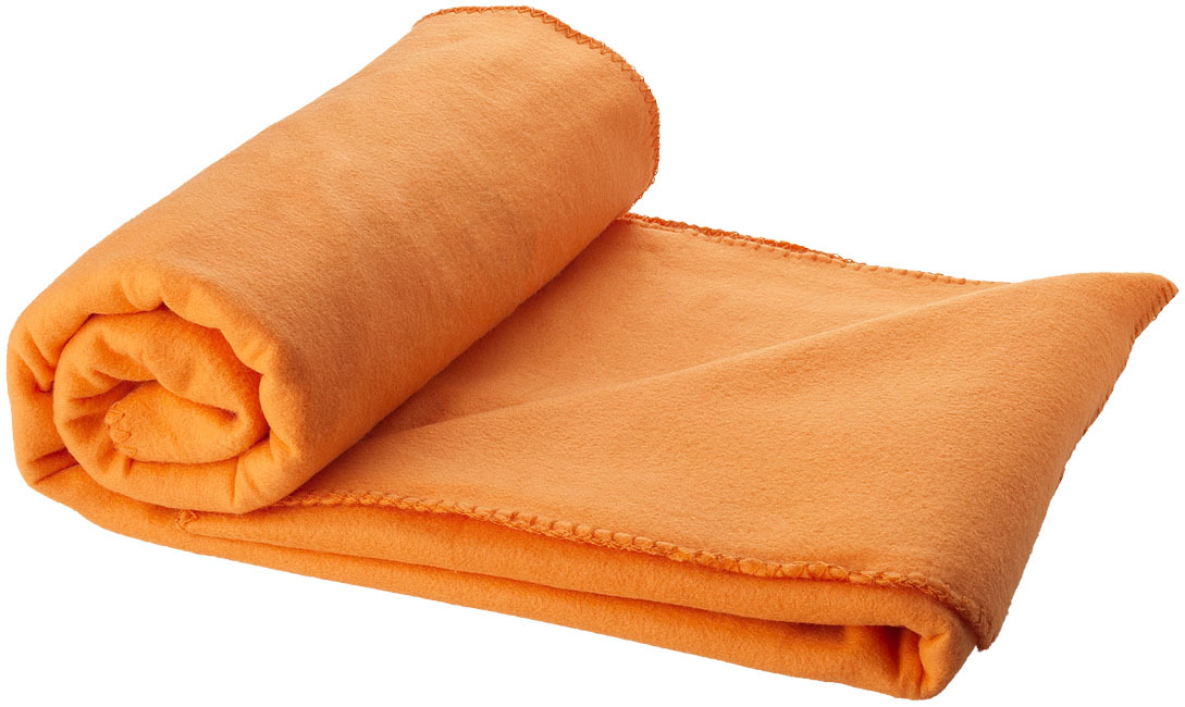Blanket | 100% polar fleece | 150x120 cm | Warm | Pouch included | orange