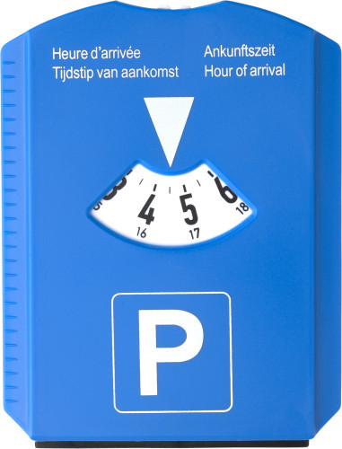 Parking disc | Plastic | Ice scraper | Three shopping trolley coins | cobalt blue