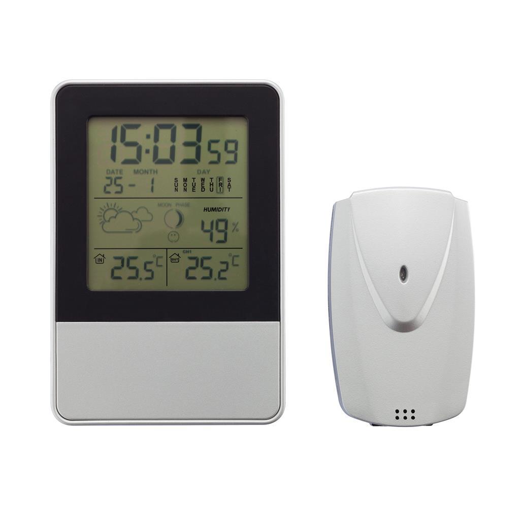 Binnen/Buiten Weerstation | LCD scherm | Multifunctioneel | Zilver (428;30)