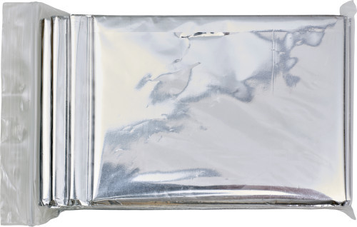 Aluminium foil thermal blanket | Packaged in a polybag | 210 x 130 x 0,1 cm | silver
