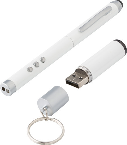 Plastic laser pen and presenter with receiver | white