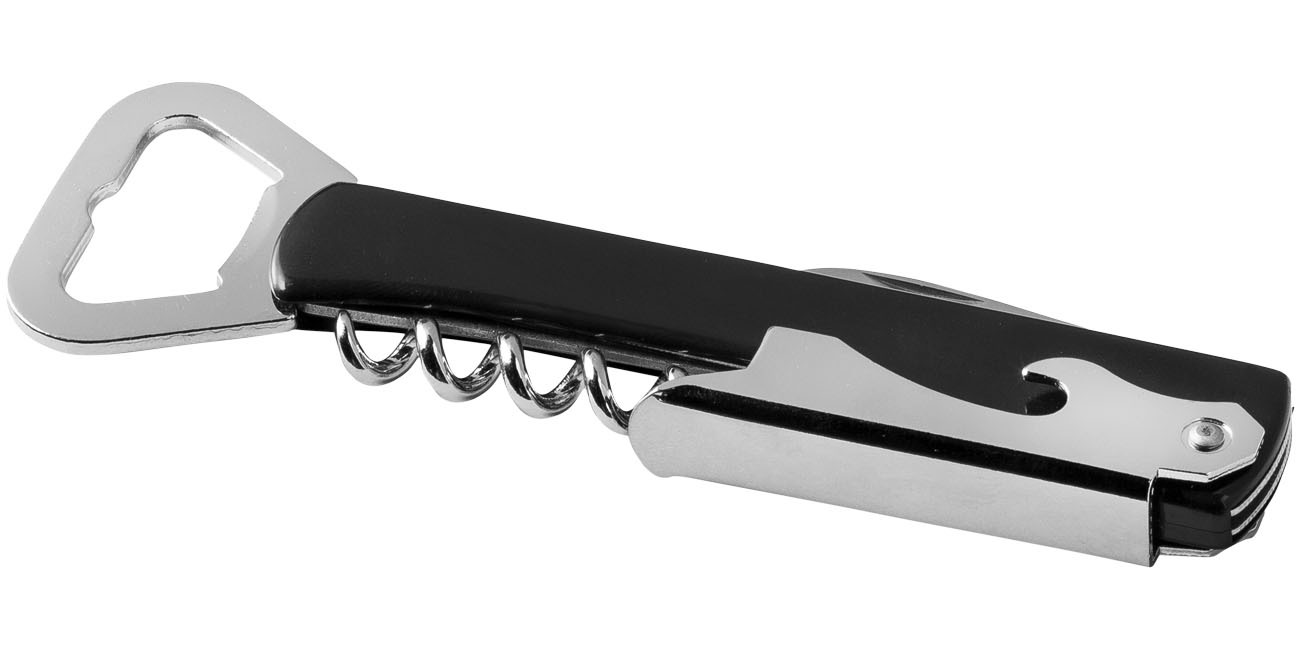 Waitress knife | ABS & stainless steel | 3 functionalities | solid black;silver