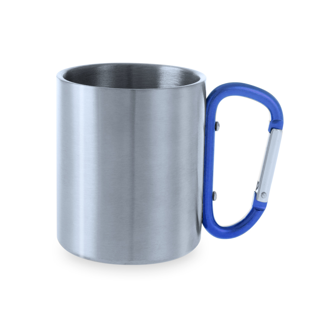 Mok | Roestvrij staal | 210ml | Karabijnhaak | Blauw