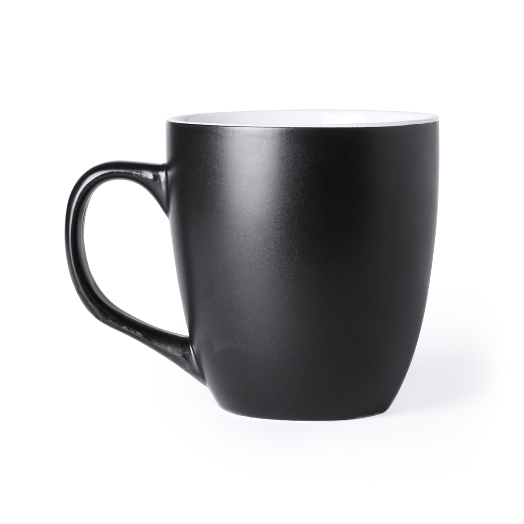 Mok | Keramiek | 440 ml | Binnenkant in het wit | Zwart