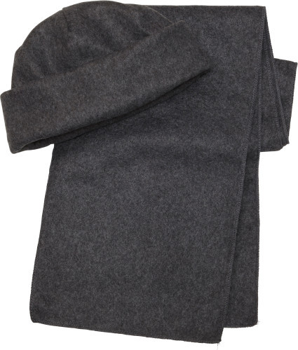 Beanie & sjaal set | Polyester fleece 200gr/m² | Met rand | grijs