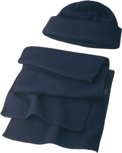 Beanie & sjaal set | Polyester fleece 200gr/m² | Met rand | grijs