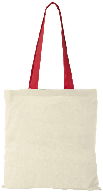 Draagtas | Katoen 100g/m² | 42x38 cm | Gekleurde handvatten | naturel;rood