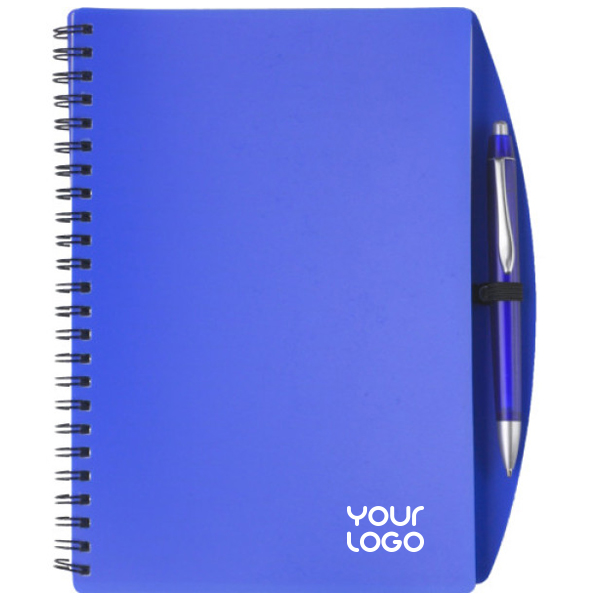 Spiral A5 notebook & ballpoint set | PP | 65 lined pages | Blue ink | blue