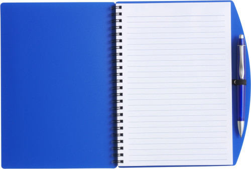 Spiral A5 notebook & ballpoint set | PP | 65 lined pages | Blue ink | blue