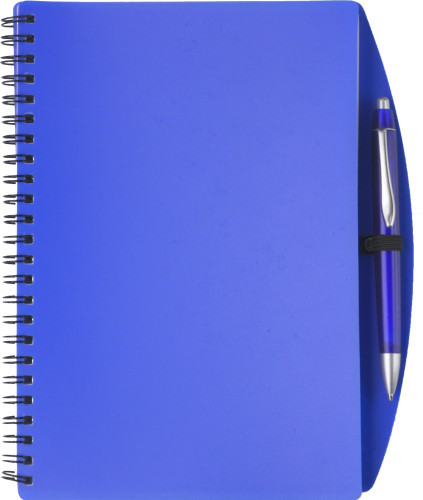 Spiral A5 notebook & ballpoint set | PP | 65 lined pages | Blue ink | blue