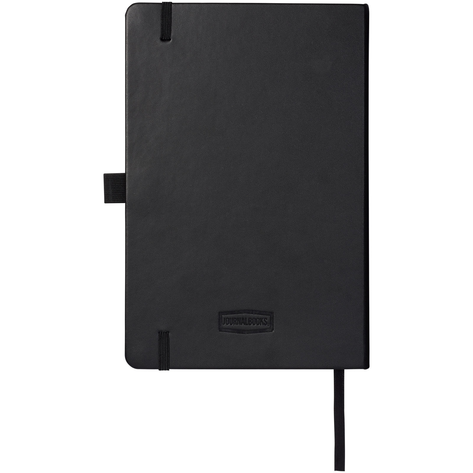 A5 notebook | Leatherette paper | 96 lined cream sheets | Pen loop | solid black