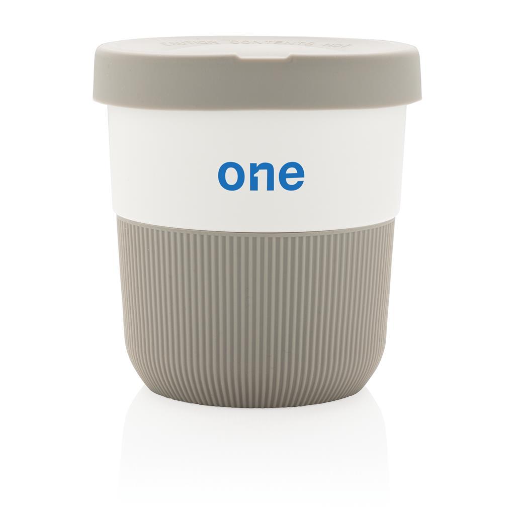 Thermosbeker | PLA | 280 ml | Met siliconen grip | Duurzaam | Grijs (Cool Grey 6)