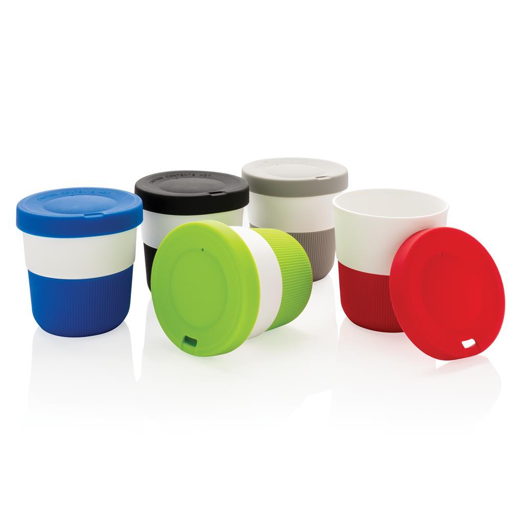 Thermosbeker | PLA | 280 ml | Met siliconen grip | Duurzaam | Grijs (Cool Grey 6)