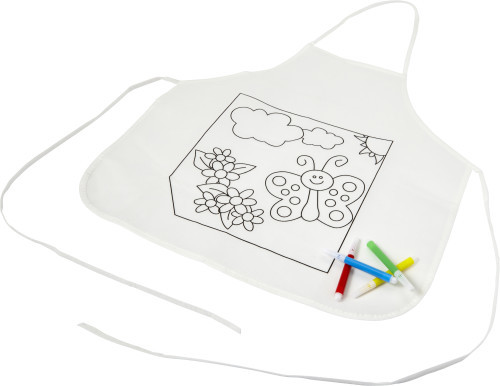 Tablier livré avec 4 feutres blanc