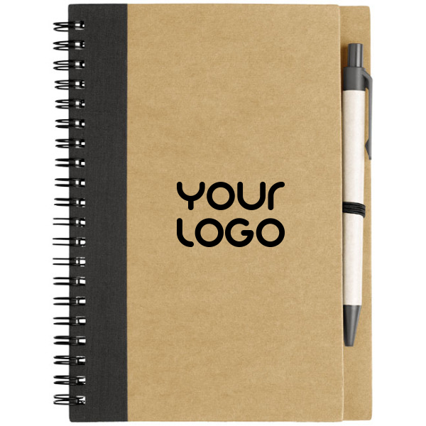 Priestly A6 Recycling Notizbuch mit Stift - natur,schwarz