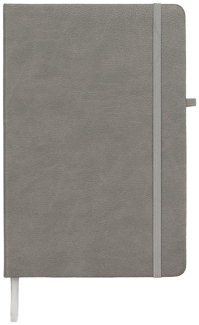 A5 notebook | PU | 128 sheets | Cream lined paper | Storage pocket inside | grey