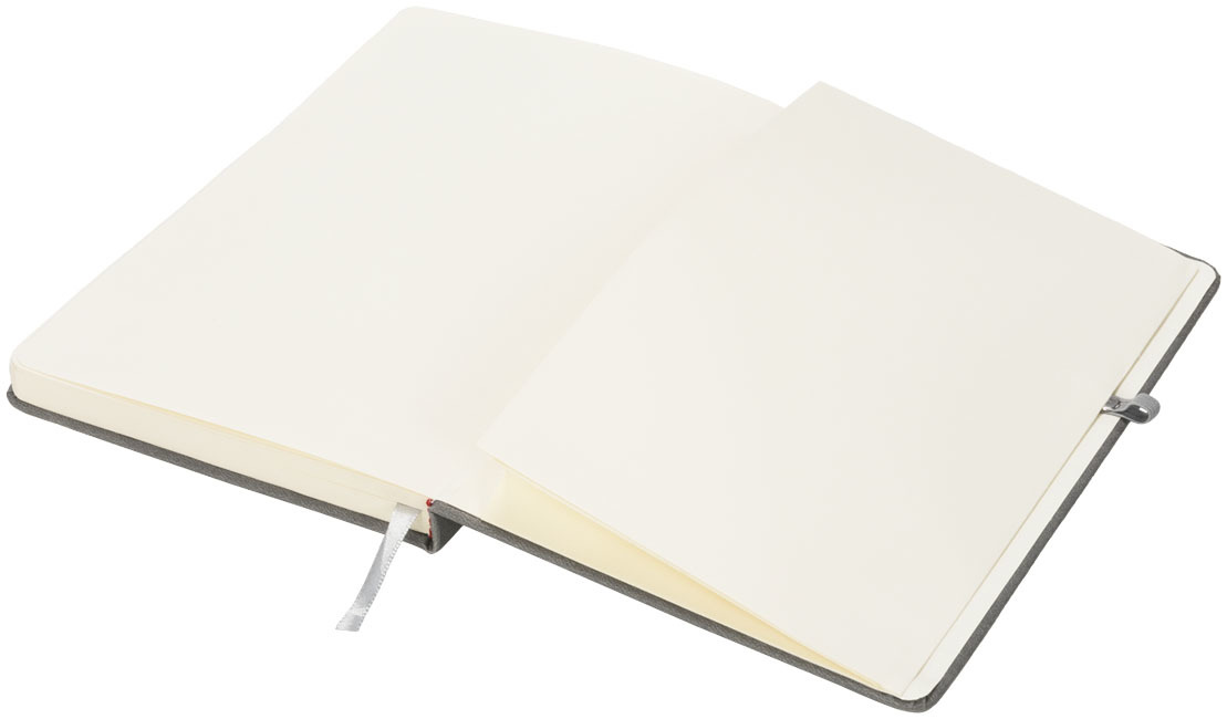A5 notebook | PU | 128 sheets | Cream lined paper | Storage pocket inside | grey
