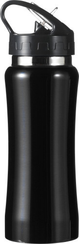 Waterfles | Roestvrij staal | 600 ml | Met opvouwbare drinktuit | zwart
