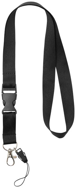 Sagan Lanyard mit abnehmbarer Schnalle und Handyband - schwarz