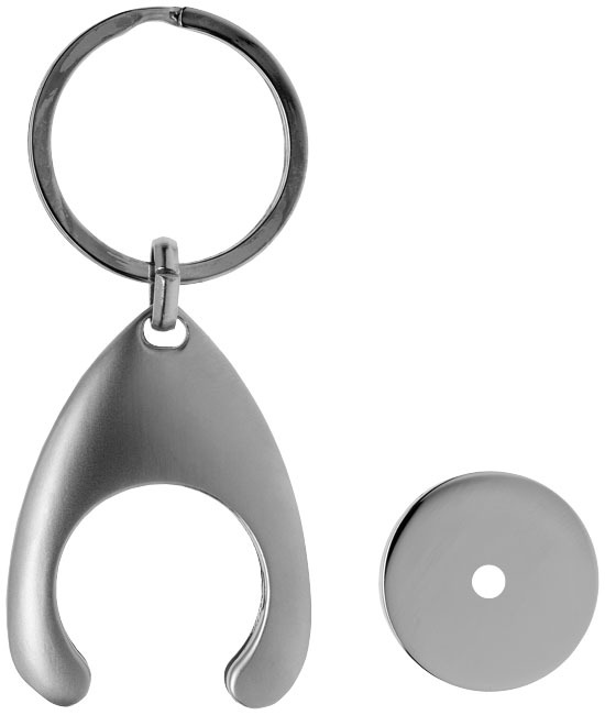 Trolley Schlüsselanhänger mit Münzhalter - silber