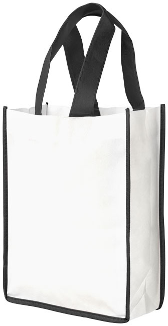 Small contrast non woven boodschappentas - Wit, Zwart