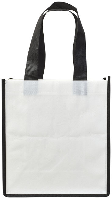 Small contrast non woven boodschappentas - Wit, Zwart