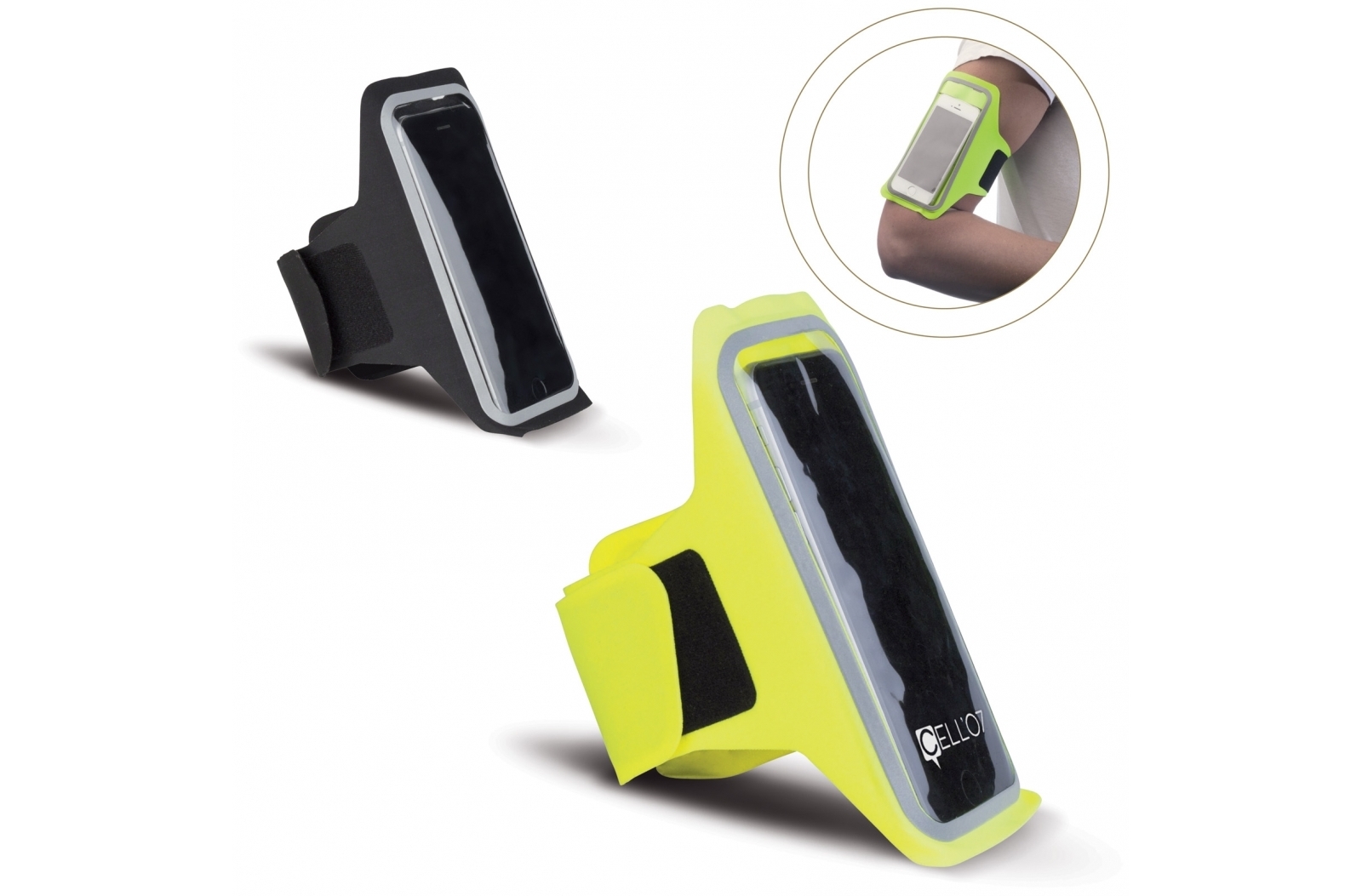 Runners armband | PVC | Reflective | Incl. opening for earbuds | Fluor-yellow