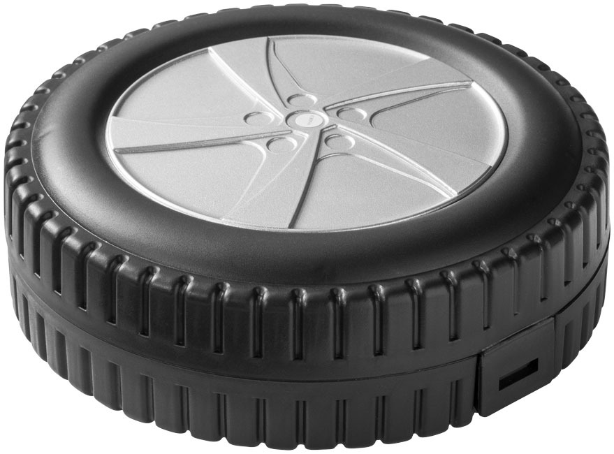 Tool set | ABS plastic | Tyre-shaped | silver;solid black