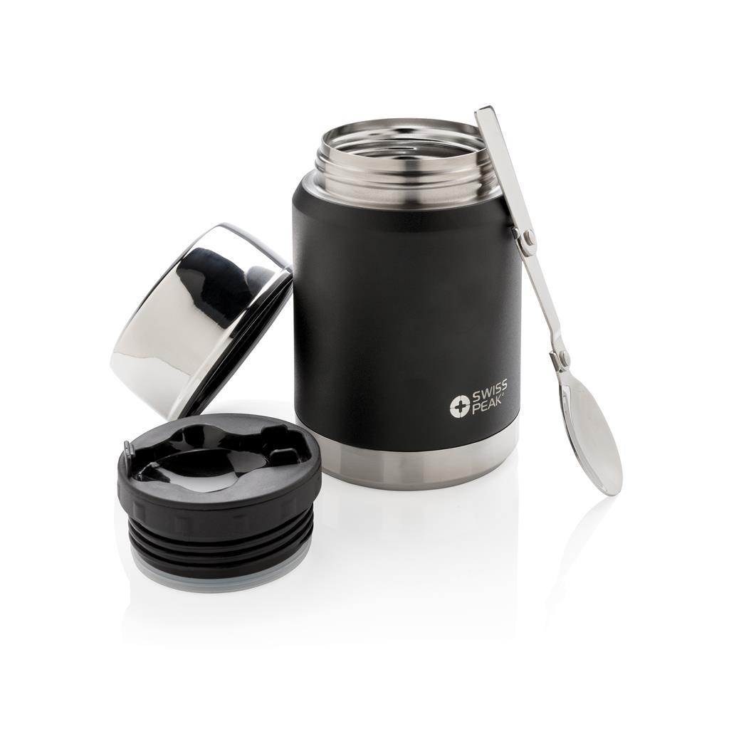 Thermo lunchbox  | Dubbel wandig | RVS | Incl. lepel | 8 uur warm | Zwart
