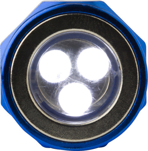 Taschenlampe mit drei LED-Leuchten | Aluminium | Starker Magnet am Ende | Kobaltblau