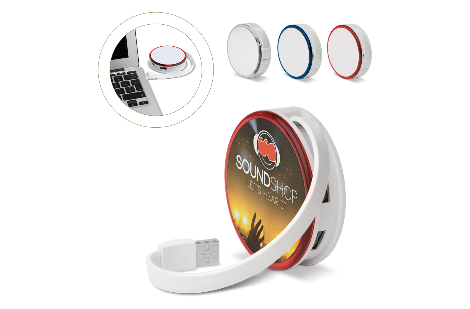 Lampe HUB avec 4 ports USB blanc / bleu
