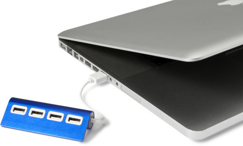 Aluminium USB hub blauw
