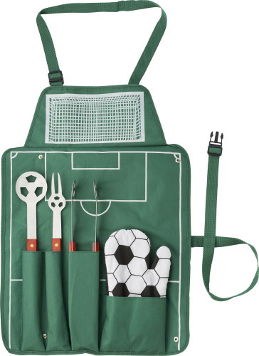 BBQ-Set Fußball | Nylon (600D) | Schürze 4-teilig | Grün