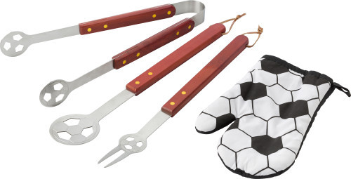 BBQ-Set Fußball | Nylon (600D) | Schürze 4-teilig | Grün