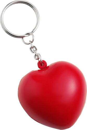 Stress ball key ring | PU foam | 4.2x3.9x2.6cm | Heart-shaped | red