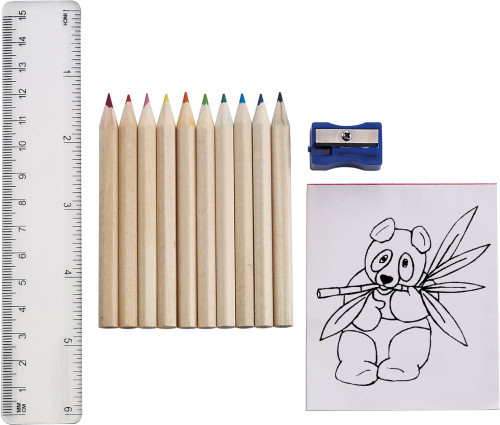 Drawing set | Cardboard | With 10 coloured pencils, ruler 15cm & sharpener | Eco friendly | Neutral Drawing set | Cardboard | With 10 coloured pencils, ruler 15cm & sharpener | Eco friendly | Neutral