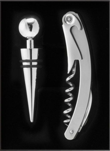 2-pieces wine set | Stainless steel | Incl. stopper | Cheap | silver
