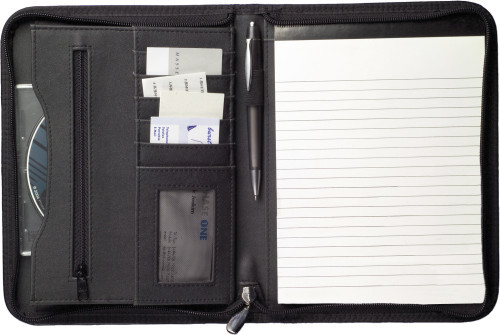 A5 Conference folder | Leather | Various pockets | black