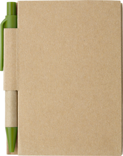 Notebook | Cardboard | 11,1x8,8cm | 80 lined pages | Pen included | light green