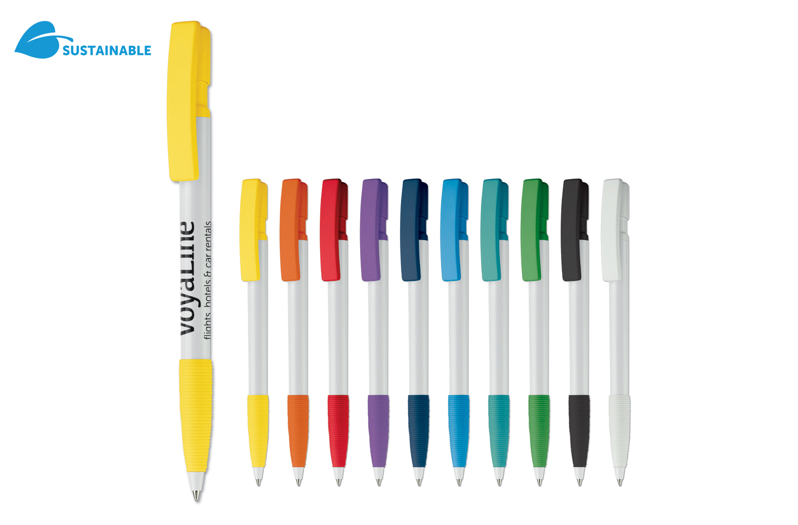 Stylo à bille | ABS | Encre bleue | Finition opaque colorée | Blanc ; Noir Stylo à bille | ABS | Encre bleue | Finition opaque colorée | Blanc ; Noir