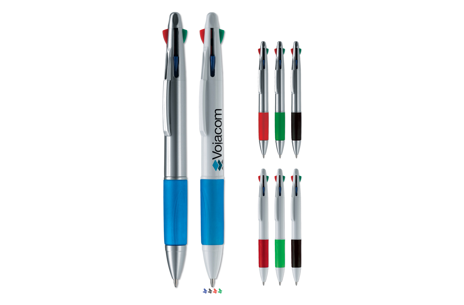 4-in-1 balpen | ABS | Blauwe, rode, groene & zwarte inkt | Gekleurde greep | Zilver ; Zwart 4-in-1 balpen | ABS | Blauwe, rode, groene & zwarte inkt | Gekleurde greep | Zilver ; Zwart