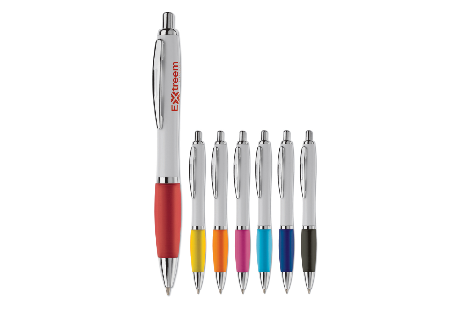 Stylo à bille | Plastique ABS et métal | Grip coloré | Blanc ; Noir Stylo à bille | Plastique ABS et métal | Grip coloré | Blanc ; Noir