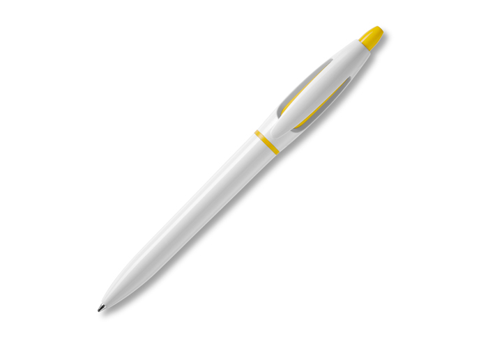 Biros | Plastic | Blue ink | White ; Yellow
