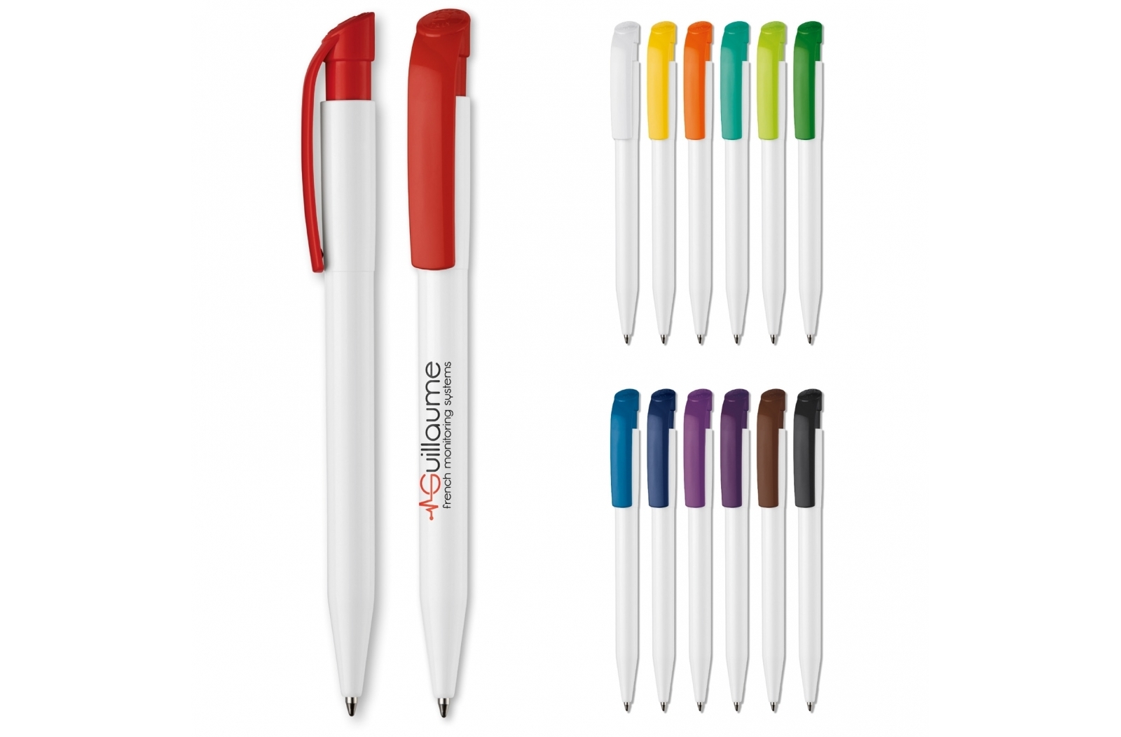 Biros | Balpen met gebogen clip | Plastic | Blauwe inkt | Wit Biros | Balpen met gebogen clip | Plastic | Blauwe inkt | Wit