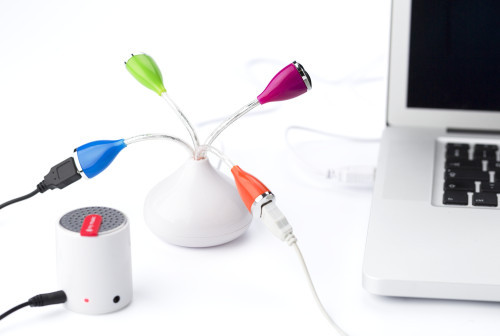 USB-Hub | ABS | 4 Anschlüsse | Kabellänge 54 cm | custom;multicolor