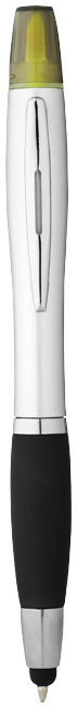 Stylus ballpoint pen and highlighter | ABS | Black ink | Silver; Solid black